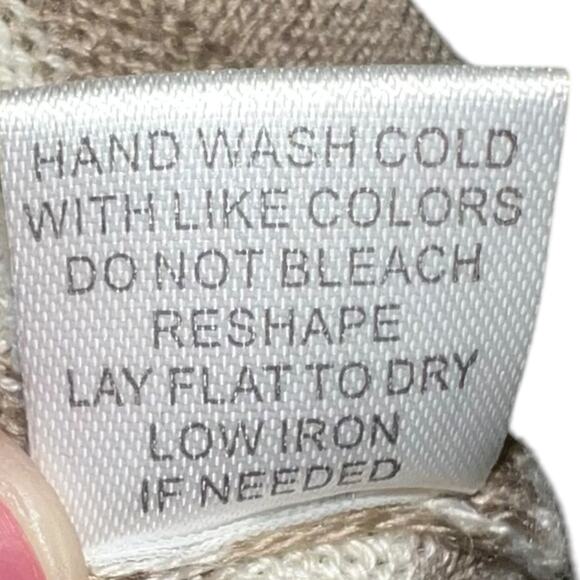 For Cynthia Long Cardigan Tan Stripe Open Front Lightweight Sweater Size L - Picture 7 of 9